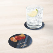 金ゴールドグリッターバルーン40th誕生日 ラウンドペーパーコースター (インサイチュ)