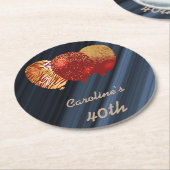 金ゴールドグリッターバルーン40th誕生日 ラウンドペーパーコースター (アングル)