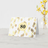 金ゴールドグリッターバルーン80誕生日 カード (黄色い花)