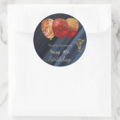 金ゴールドグリッターバルーン&金ゴールドメガネ40歳の誕生日 ラウンドシール (バッグ)