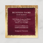 金ゴールドグリッターバーグンディケーキベーカリー スクエア名刺 (裏面)