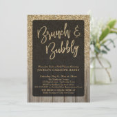 金ゴールドグリッターバーンウッドブランチ&バブリー 招待状 (スタンド正面)