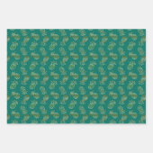 金ゴールドグリッターパイナップル熱帯クリスマス ラッピングペーパーシート (正面3)