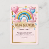金ゴールドグリッターパステルハートとレインボーベビーシャワー エンクロージャーカード (正面)