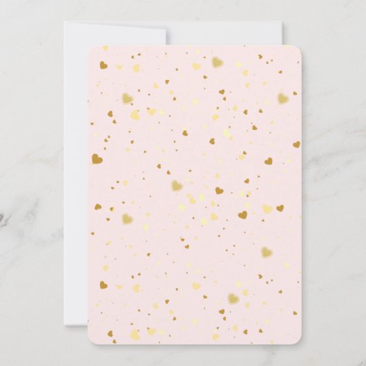 金ゴールドグリッターパステルハートとレインボーベビーシャワー 招待状 (裏面)