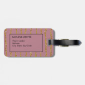 金ゴールドグリッターパターンと赤面ピンクラゲッジタグ ラゲッジタグ (裏面横)