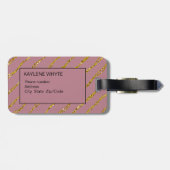 金ゴールドグリッターパターンと赤面ピンクラゲージタグ ラゲッジタグ (裏面横)