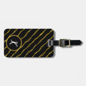 金ゴールドグリッターパターンと黒いラゲッジタグ ラゲッジタグ (正面横)
