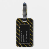 金ゴールドグリッターパターンと黒いラゲッジタグ ラゲッジタグ (裏面縦)