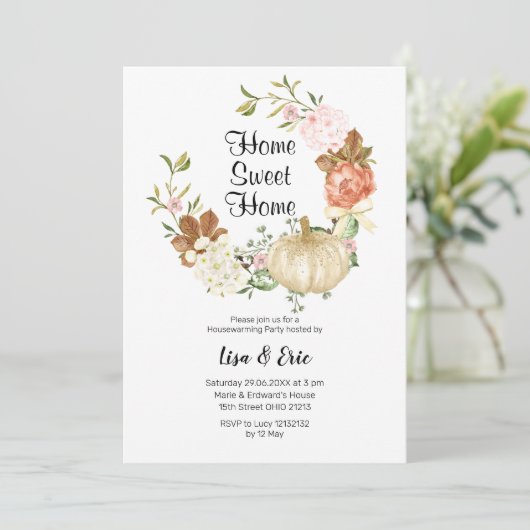 金ゴールドグリッターパンプキン引っ越し祝いパーティーパーティー招待状 招待状 (スタンド正面)