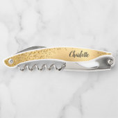 金ゴールドグリッターパーソナライズされたの花嫁コルクねじ ソムリエナイフ (裏面)