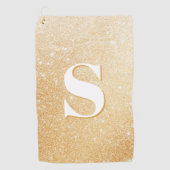 金ゴールドグリッターパーソナライズされたモノグラムゴルフタオル ゴルフタオル (正面)