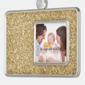 金ゴールドグリッターパーソナライズされた写真 シルバープレートフレームオーナメント (左)