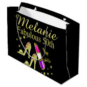 金ゴールドグリッターパーソナライズされた50TH誕生日抱き枕 ラージペーパーバッグ (裏面アングル)