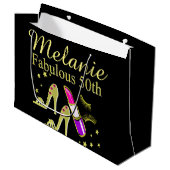 金ゴールドグリッターパーソナライズされた50TH誕生日抱き枕 ラージペーパーバッグ (正面アングル)