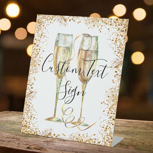 金ゴールドグリッターパーティー台座標識 台座サイン