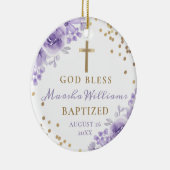 金ゴールドグリッターパープルフローラガールバプテスマ写真 セラミックオーナメント (右)