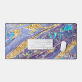 金ゴールドグリッターパープルホログラフィックオパール&マーブル デスクマット (キーボード&マウス)