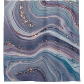 金ゴールドグリッターパープルマーブルストーン シャワーカーテン (正面)