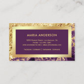 金ゴールドグリッターパープルマーブルメイクアップアーティスト 名刺 (裏面)