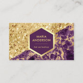 金ゴールドグリッターパープルマーブルメイクアップアーティスト 名刺 (正面)