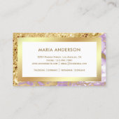 金ゴールドグリッターパープルラベンダーマーブルメイクアップアーティスト 名刺 (裏面)