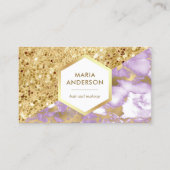 金ゴールドグリッターパープルラベンダーマーブルメイクアップアーティスト 名刺 (正面)