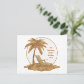 金ゴールドグリッターパームツリーとカスタム文字 シーズンポストカード (スタンド正面)