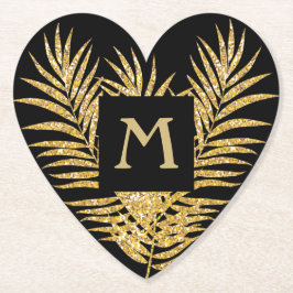 金ゴールドグリッターパームフロンド ペーパーコースター