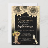 金ゴールドグリッターヒマワリ素朴カキンセアニェラ 招待状 (正面)