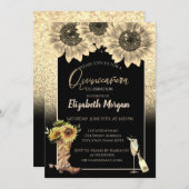 金ゴールドグリッターヒマワリ素朴カキンセアニェラ 招待状 (正面/裏面)