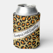金ゴールドグリッターヒョウガーリーチータシック誕生日 缶クーラー (缶正面)