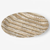 金ゴールドグリッターヒョウ印刷ストライプ ペーパープレート (アングル)