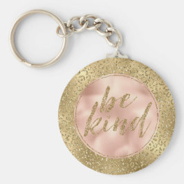 金ゴールドグリッターヒョウ印刷赤面バラBe Kind キーホルダー