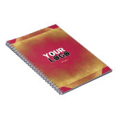 金ゴールドグリッタービバマゼンタファブカスタムロゴ&スローガン ノートブック (右側)