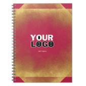 金ゴールドグリッタービバマゼンタファブカスタムロゴ&スローガン ノートブック (正面)