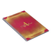 金ゴールドグリッタービバマゼンタファブ名前をカスタムするモノグラム ノートブック (右側)