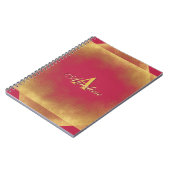 金ゴールドグリッタービバマゼンタファブ名前をカスタムするモノグラム ノートブック (左側)