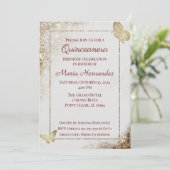 金ゴールドグリッタービュッテキンセアニェラ誕生日招待状 招待状 (スタンド正面)