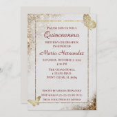 金ゴールドグリッタービュッテキンセアニェラ誕生日招待状 招待状 (正面/裏面)