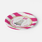 金ゴールドグリッターピストライプンクANY年齢ハッピーバースデー ペーパープレート (アングル)