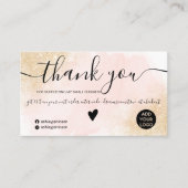 金ゴールドグリッターピンクのブラシストロークの順感謝してい序 名刺 (正面)