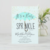 金ゴールドグリッターピンクの傘のようなベビースプリンク 招待状 (スタンド正面)