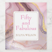 金ゴールドグリッターピンクの誕生日パーティー ワインラベル (シングルラベル)