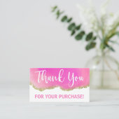 金ゴールドグリッターピンクアゲートホワイトありがとうご購入 名刺 (スタンド正面)