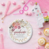 金ゴールドグリッターピンクアンドマルサラフローラグラードパーティー ペーパープレート (パーティー)