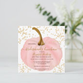 金ゴールドグリッターピンクカボチャ水の色の昼食会 招待状 (スタンド正面)