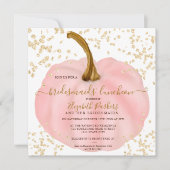 金ゴールドグリッターピンクカボチャ水の色の昼食会 招待状 (正面)