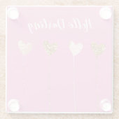 金ゴールドグリッターピンクグラムハート列 ガラスコースター (裏面)