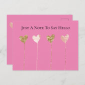 金ゴールドグリッターピンクグラムハート文字列誕生日 ポストカード (正面/裏面)